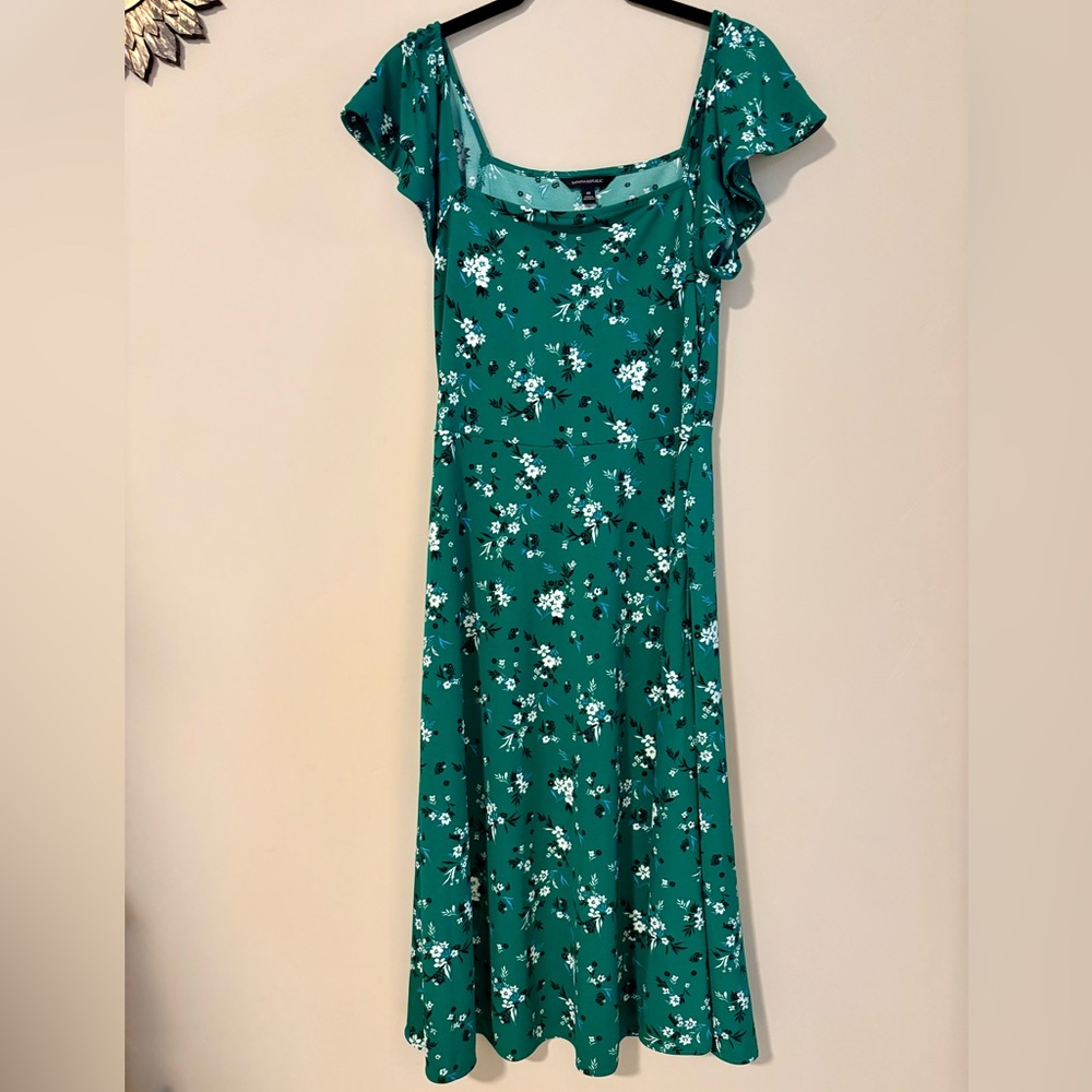 Banana Republic Green Floral Midi Dress